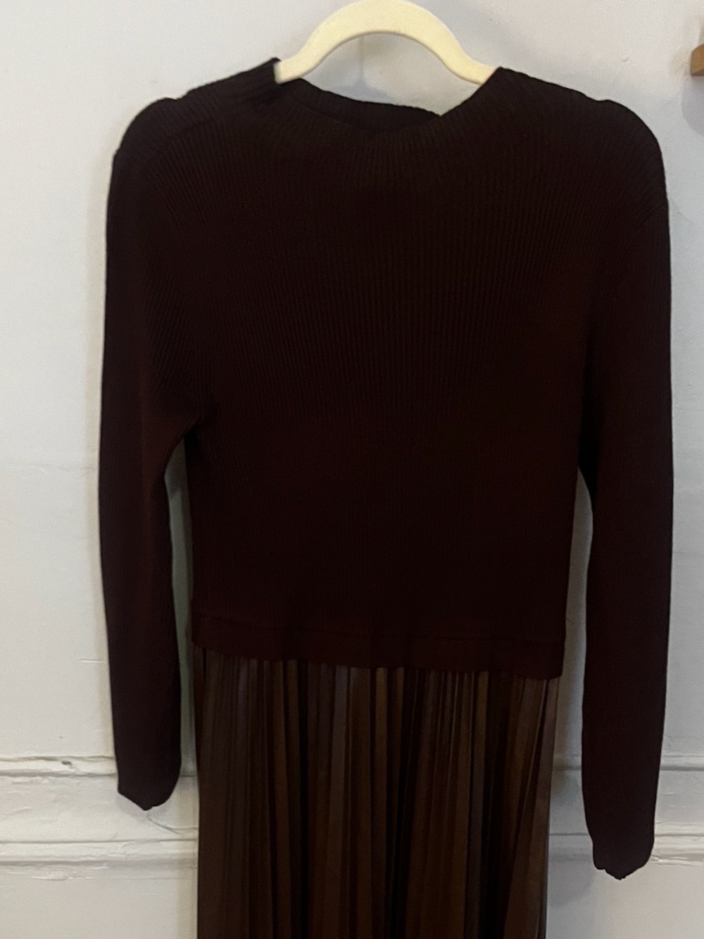 Never worn swater/pleather pleated dress